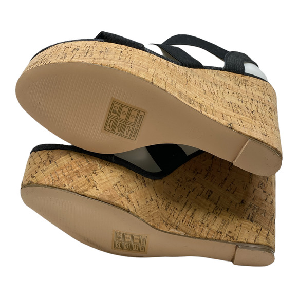 London Rebel Strappy Cork Wedges Size W6 - Picture 4 of 5